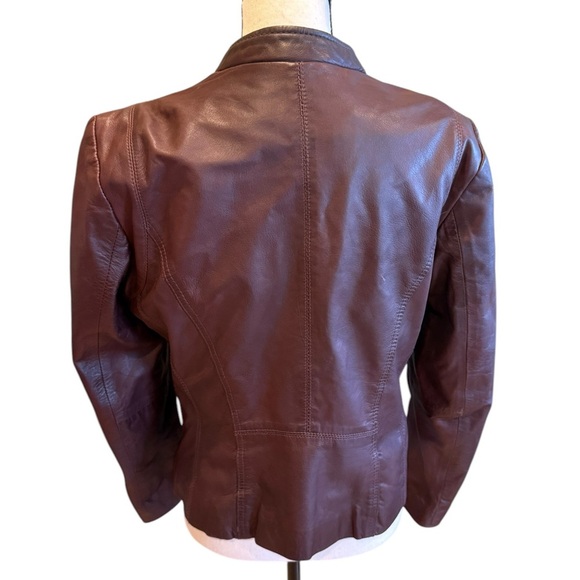 Marc New York Andrew Marc brown 100% leather jacket Moto Size L - Picture 8 of 16